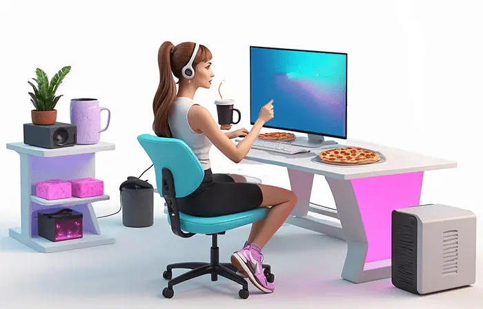 Best 3D Character Design Illustration Art of a Woman with a Remote Work Setup image